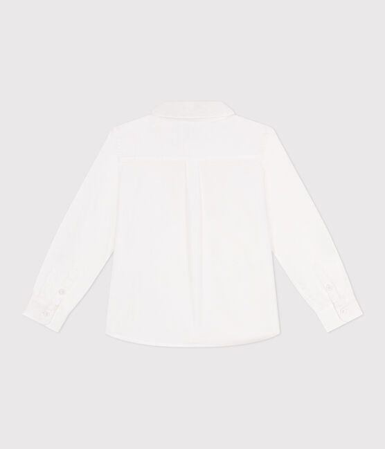 Camicia bambino a maniche lunghe in cotone tinta unita bianco ECUME