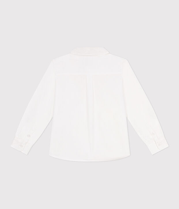 Camicia bambino a maniche lunghe in cotone tinta unita bianco