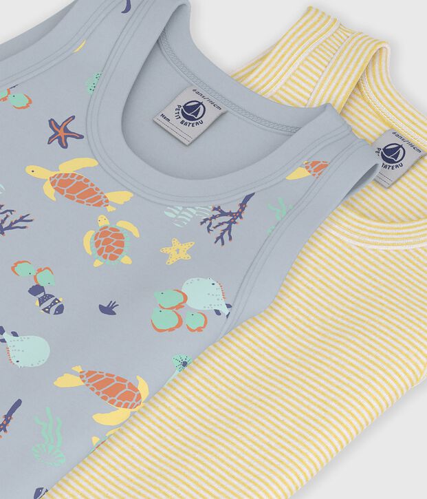 Set di canotte in cotone con stampa fosforescente bambino multicolore