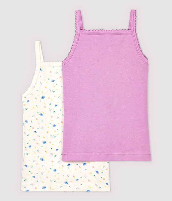 Confezione da 2 canottiere con spalline bambina cotone e lino variante 1