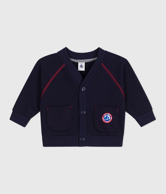 Cardigan in cotone tinta unita con cuciture a contrasto neonato SOIR
