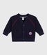 Cardigan in cotone tinta unita con cuciture a contrasto neonato
