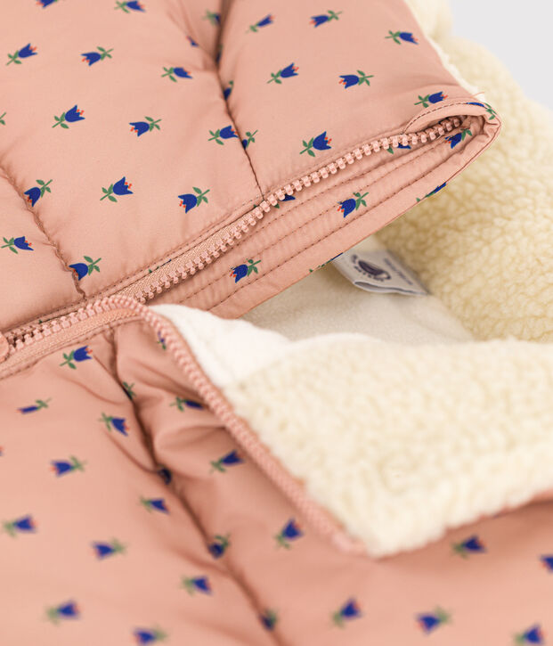 Piumino con cappuccio estraibile bambina beige/multicolore