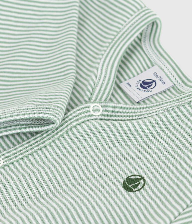 Pigiama in cotone millerighe neonato verde/bianco