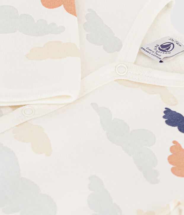 Pigiama tutina in tessuto felpato stampato bianco/multicolore