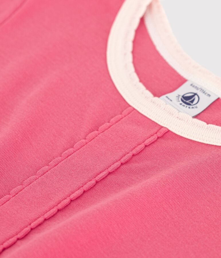 Abito a maniche corte in cotone tinta unita bambina rosa