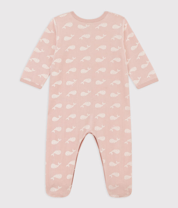Tutina pigiama balene rosa in ciniglia rosa/bianco