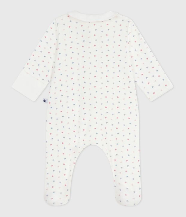 Pigiama in cotone con colletto e cuori stampati neonato bianco/multicolore