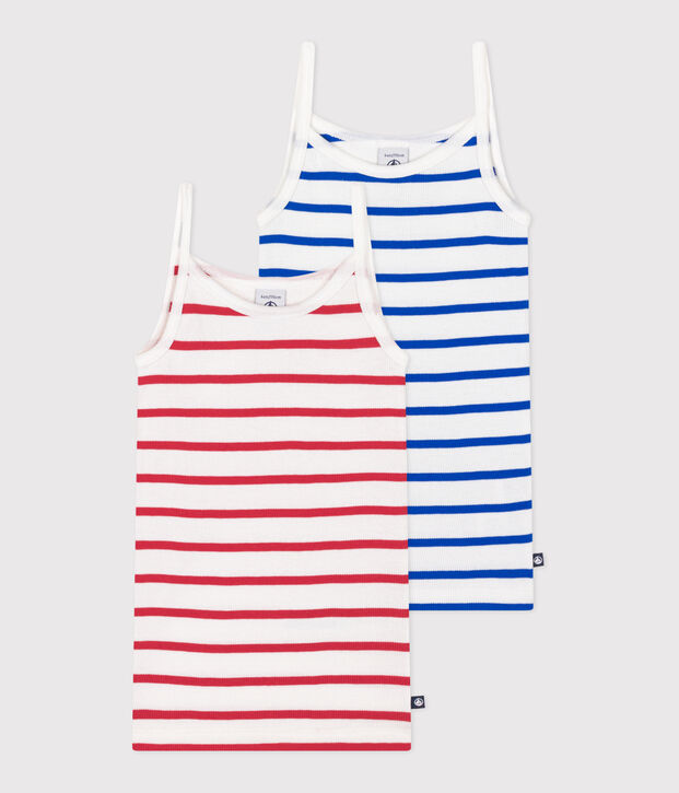 Set di 2 canotte in cotone a righe bambino multicolore