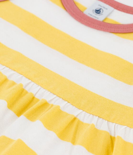 Abito bebè senza maniche in jersey a righe giallo ORGE/bianco MARSHMALLOW