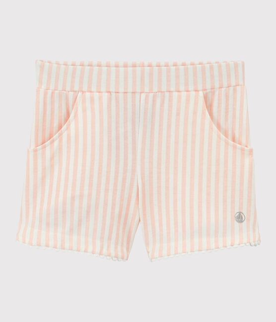 Shorts in jersey bambina rosa MINOIS/bianco MARSHMALLOW