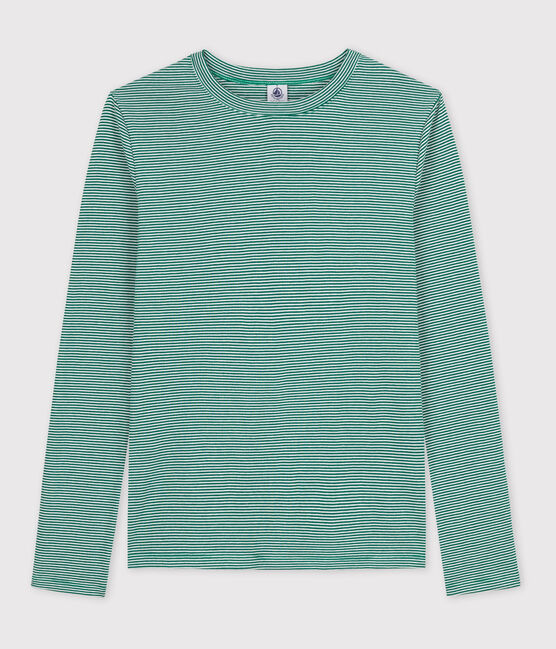 T-shirt L'ICONIQUE girocollo in cotone Donna blu ROVER/bianco MARSHMALLOW