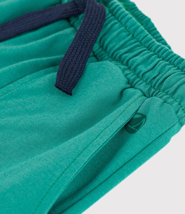 Bermuda corti in cotone tinta unita bambino verde