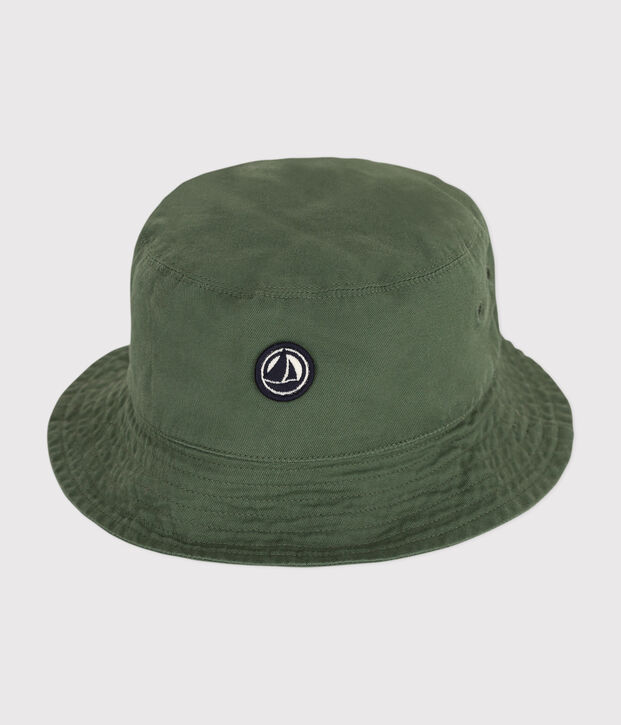 Cappellino alla pescatora a tinta unita in cotone beb&egrave; verde