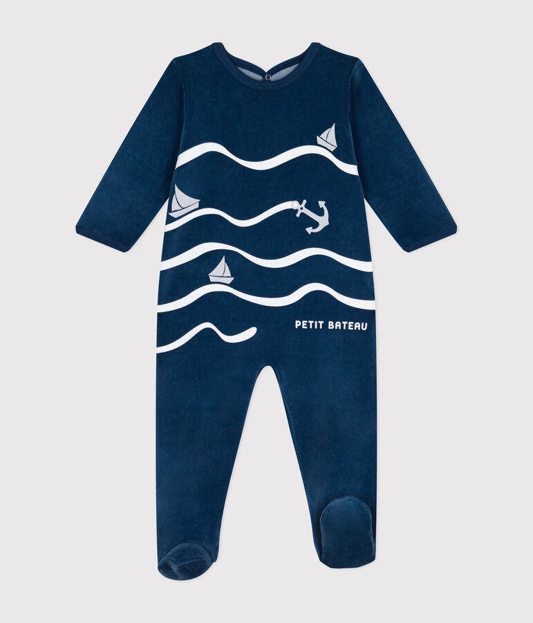 Dors bien en velours b&eacute;b&eacute; blu