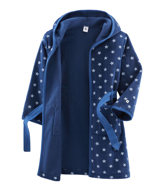 Vestaglia da bambino in pile blu MEDIEVAL/bianco MARSHMALLOW