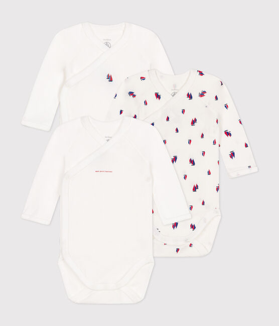 Confezione da 3 body incrociati a maniche lunghe in cotone neonato variante 1