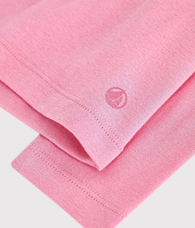 T-shirt con colletto a maniche lunghe tinta unita bambino rosa