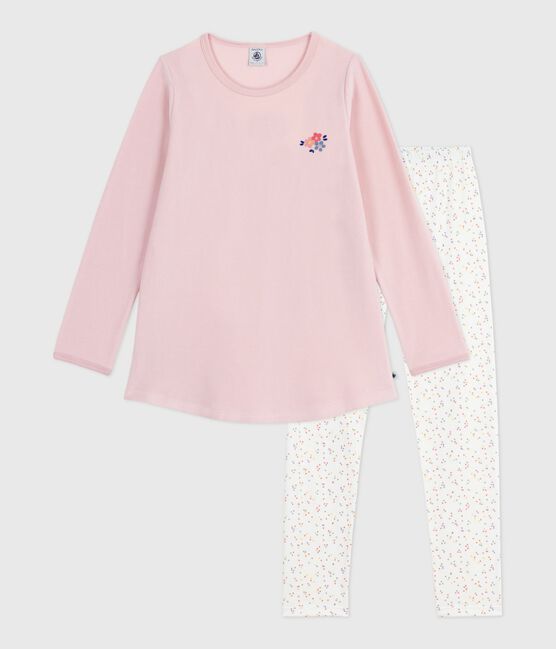Camicia da notte e leggings bambina in ciniglia rosa JOLI/bianco MULTICO