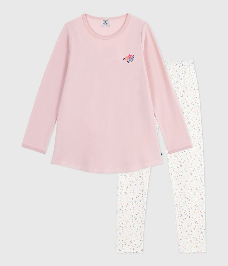 Camicia da notte e leggings bambina in ciniglia rosa/multicolore