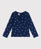 T-shirt bambina a maniche lunghe in cotone a fiori blu MEDIEVAL/bianco MULTICO