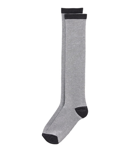 Calzini alti donna blu SMOKING/bianco MARSHMALLOW