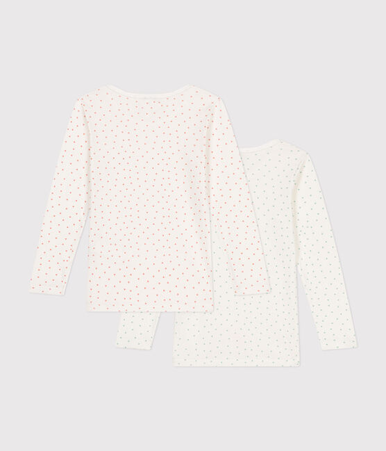 Confezione da 2 t-shirt bambina maniche lunghe in cotone motivo cuore variante 1