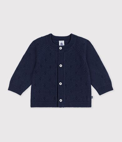 Cardigan in maglia di misto lana e cotone tinta unita neonato