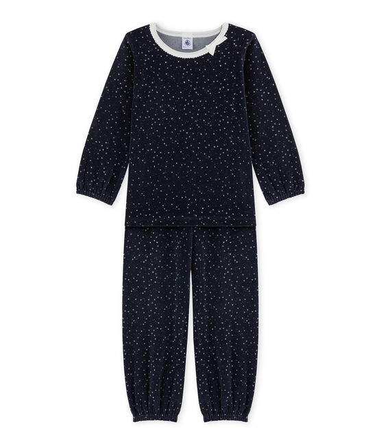 Pigiama per bambina in ciniglia blu SMOKING/grigio ARGENT