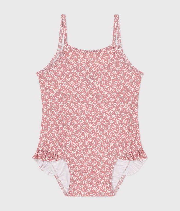 Costume da bagno beb&egrave; rosa/bianco