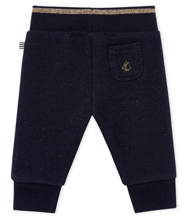 Pantalone in molleton con paillettes per beb&eacute; femmina blu/giallo