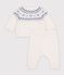 Completo in maglia jacquard fantasia neonato blu/blu