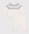 Completo in maglia jacquard fantasia neonato blu/blu