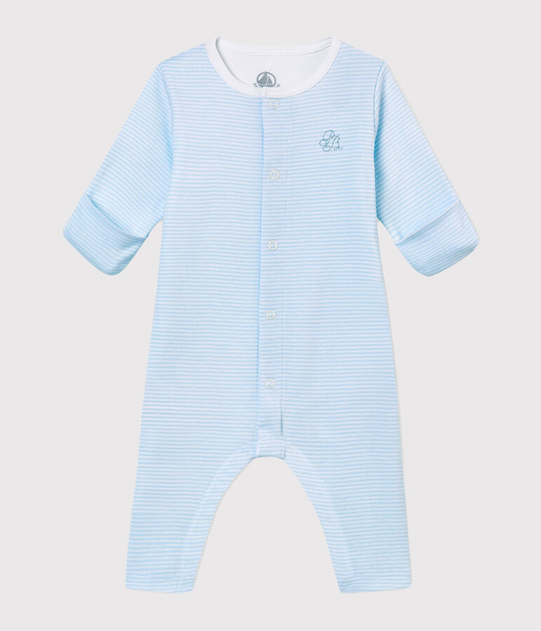 Tutina senza piedini per beb&eacute; unisex con body integrato blu FRAICHEUR/bianco ECUME