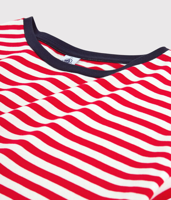 T-shirt TAGLIO BOXY in cotone donna rosso PEPS/bianco MARSHMALLOW