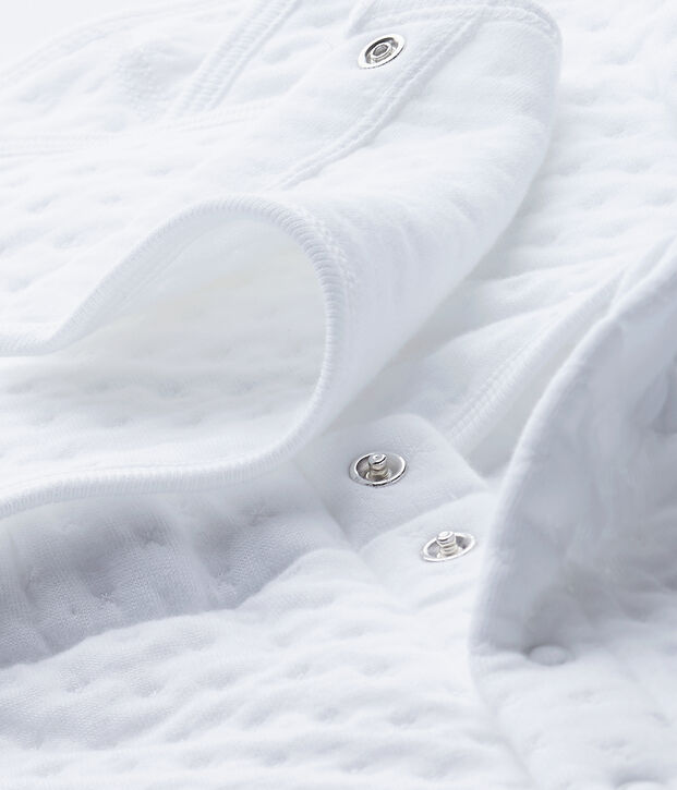 Tutina beb&eacute; unisex in tubique matelass&eacute; bianco