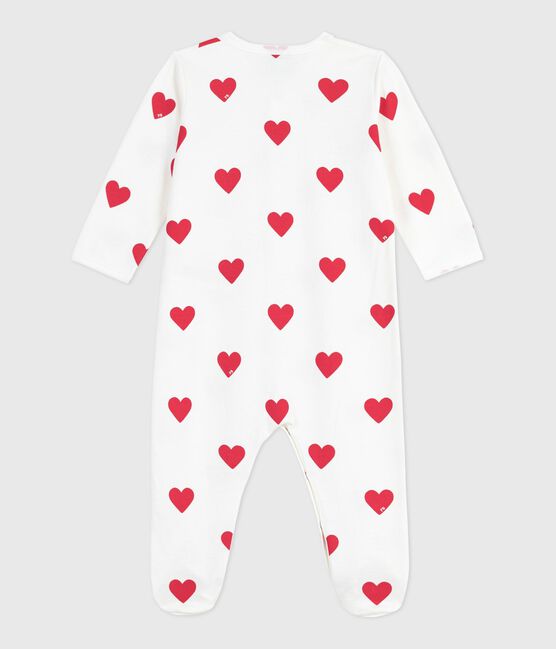 Pigiama in tessuto felpato spazzolato con colletto con stampa a cuori neonato bianco MARSHMALLOW/rosso TERKUIT