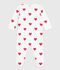 Tutina unisex per neonato in cotone con stampa a cuori bianco/rosso
