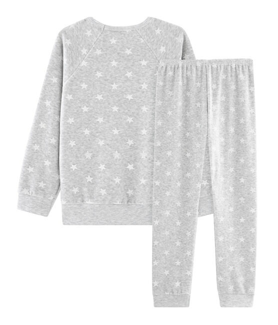 Pigiama bambina in ciniglia grigio BELUGA/bianco MARSHMALLOW