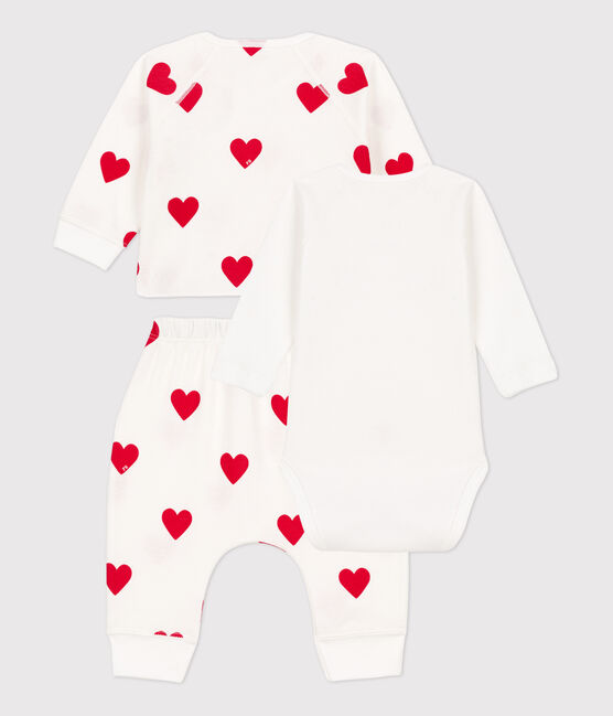 Completo con 3 pezzi in cotone per bebè bianco MARSHMALLOW/rosso TERKUIT