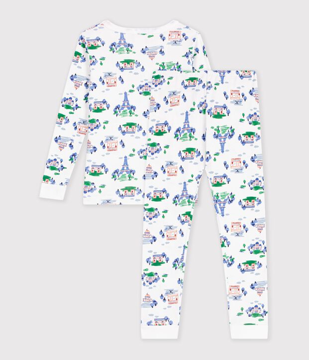 Pigiama molto aderente in cotone con stampa bambina multicolore/blu/multicolore