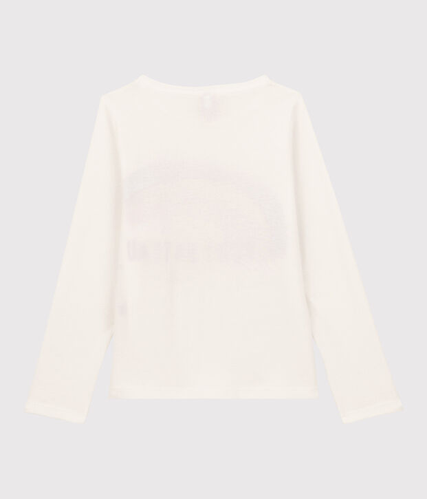 T-shirt bambina a maniche lunghe in cotone bianco