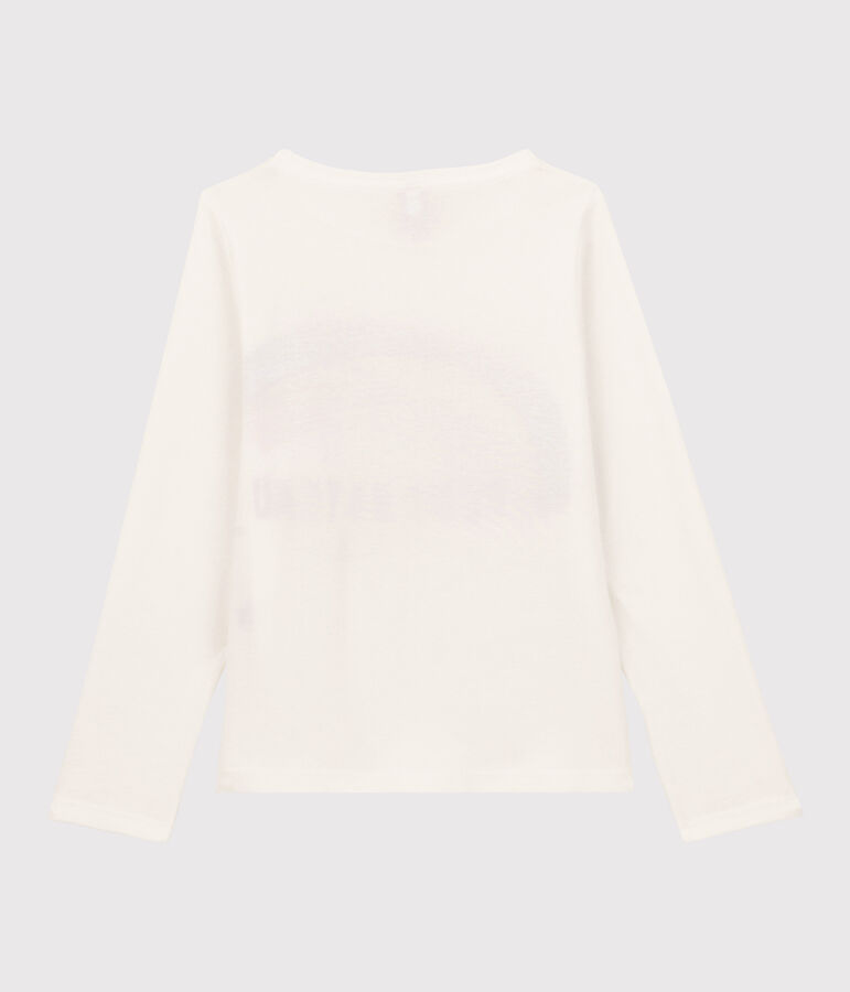 T-shirt bambina a maniche lunghe in cotone bianco MARSHMALLOW
