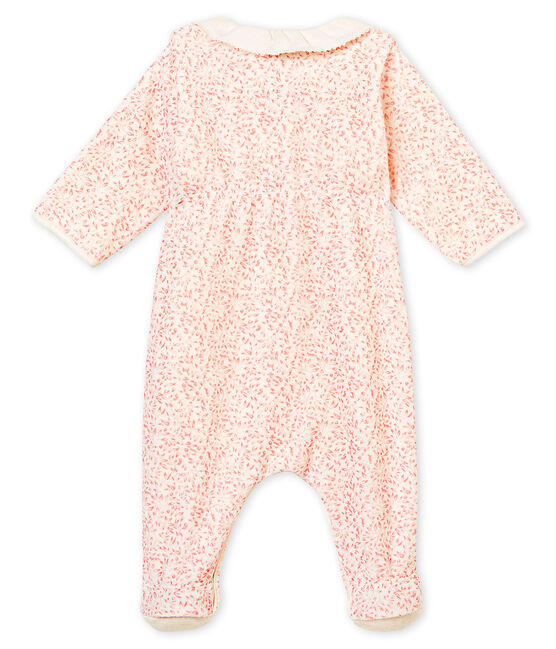 Bodygiama stampato in ciniglia per bebé femmina bianco MARSHMALLOW/rosa JOLI