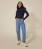 T-shirt L'Iconique donna in cotone fantasia con collo a lupetto blu SMOKING
