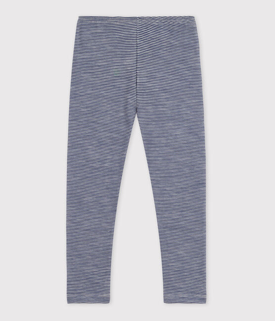 Leggings millerighe in lana e cotone blu MEDIEVAL/bianco MARSHMALLOW