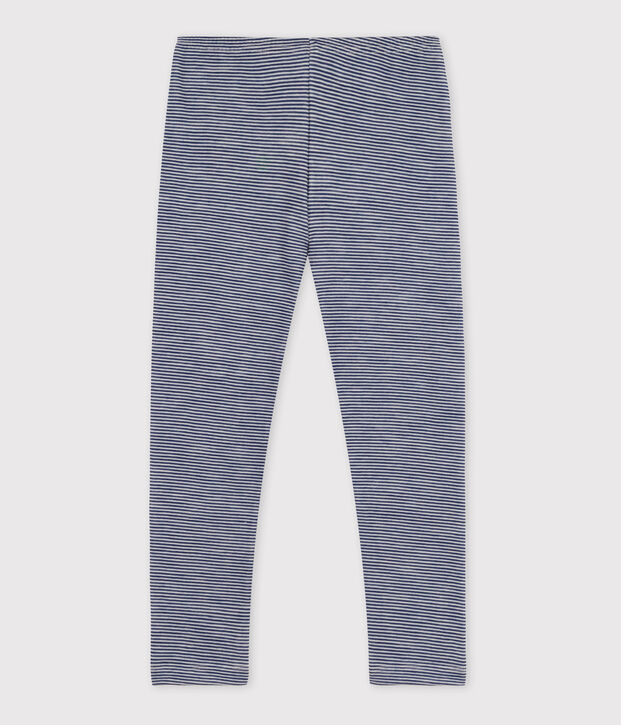 Leggings millerighe in lana e cotone blu/bianco