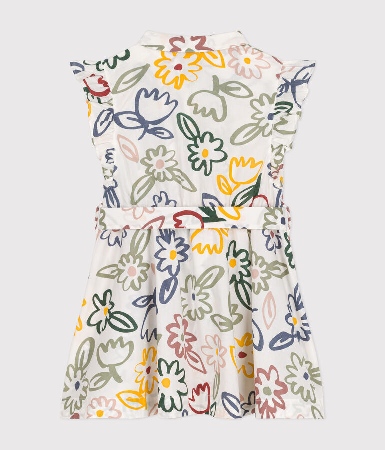 Abito senza maniche in popeline con stampa bambina bianco/multicolore