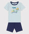 Pigiama corto esploratore in cotone bambino blu CHALOUPE/bianco MULTICO