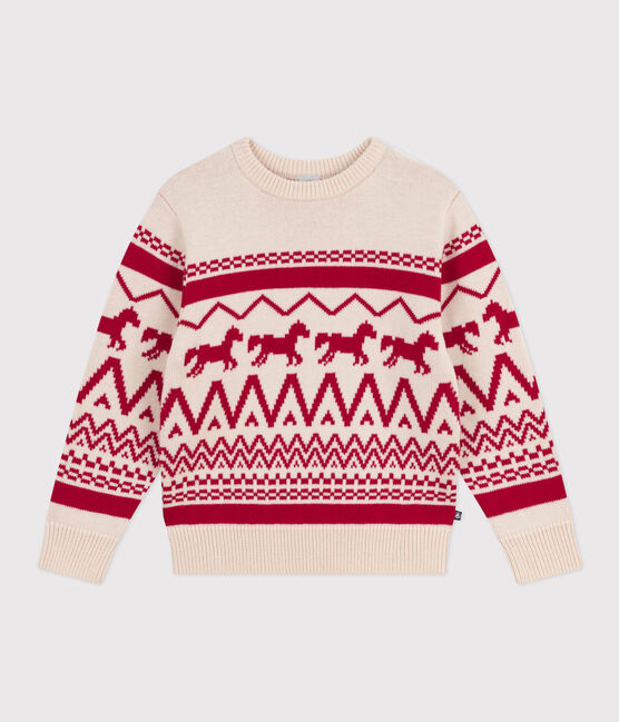 Pullover in lana e cotone fantasia bambino rosso AVALANCHE/ TERKUIT
